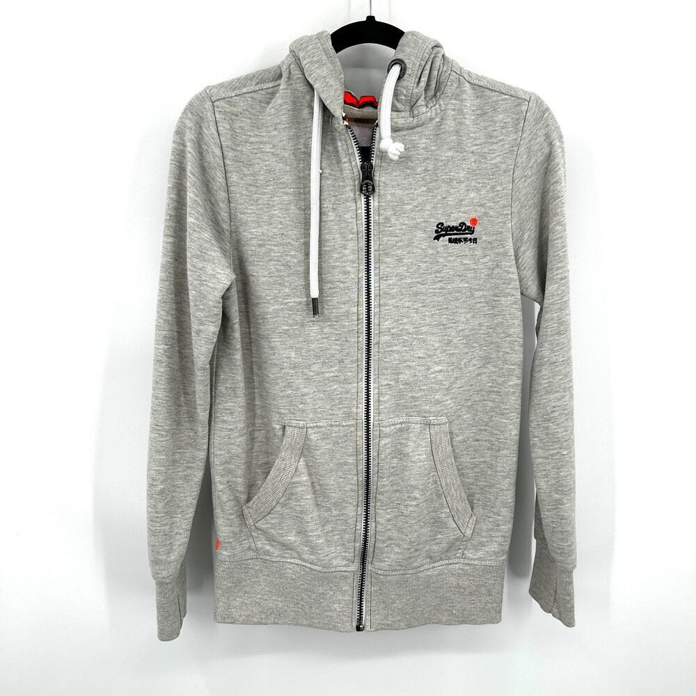 SUPERDRY Orange Label Men's Heather Gray Full Zip Hoodie Jacket Size XS